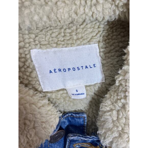 Aeropostale Sherpa Lined Denim Jacket Women’s Small | Blue Jean Trucker Coat - Picture 2 of 5